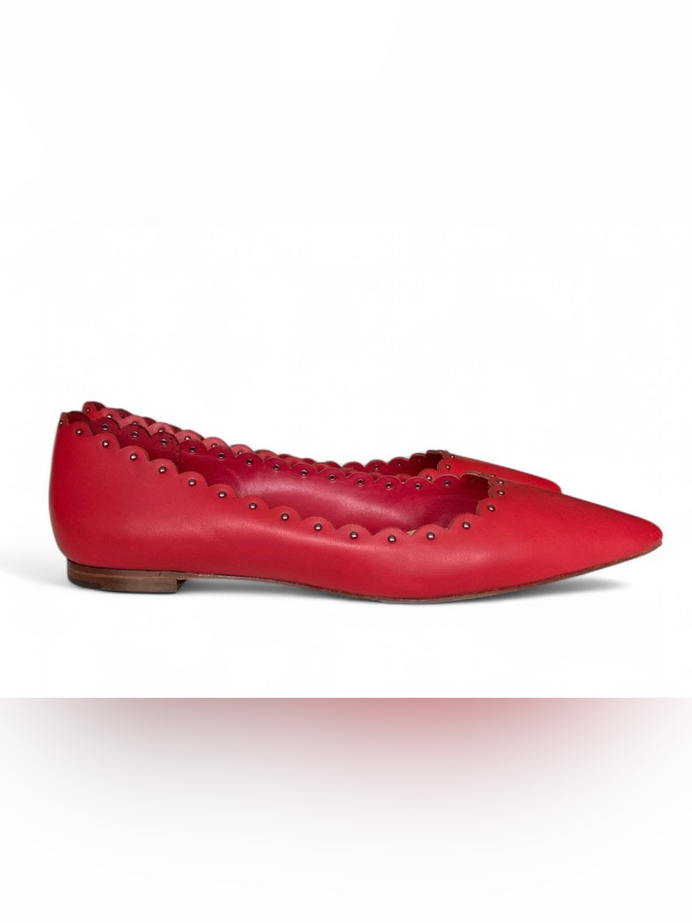 Coach Jill Ballet Women’s Leather Flats Slip On Shoes Studded Red Size US 7.5
